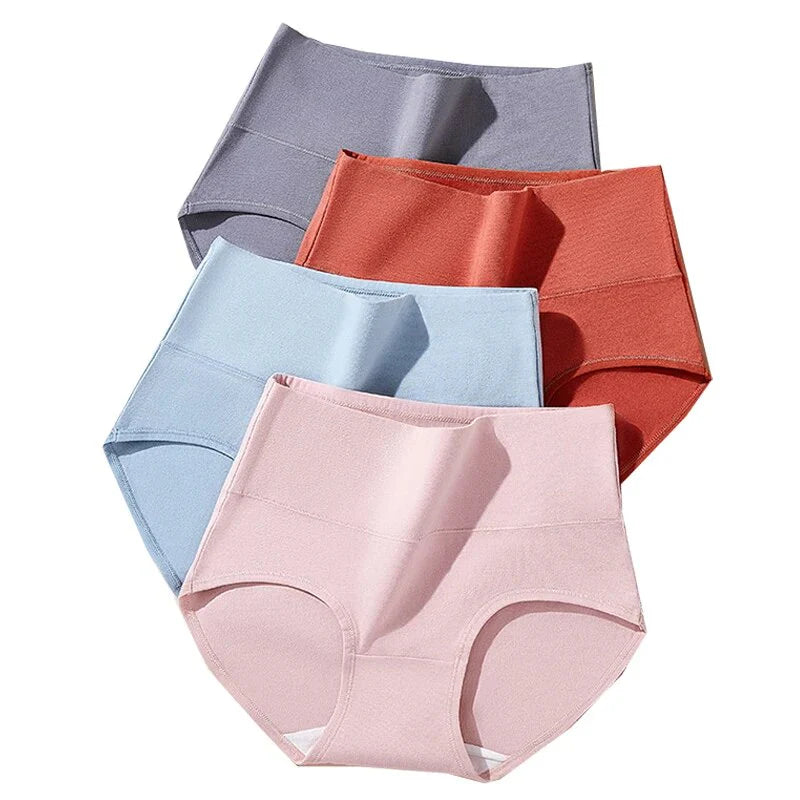 Women’s Cotton High-Waist Panties – Multi-Color, Soft & Breathable